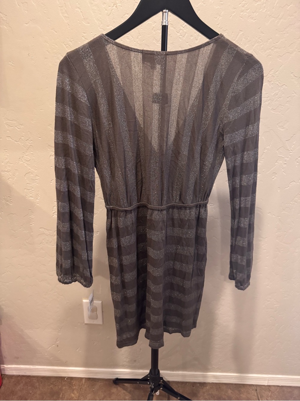 Deadstock Y2K Hem Gray Knit Tunic with Silver Metallic Stripes $66 - Picture 5 of 8